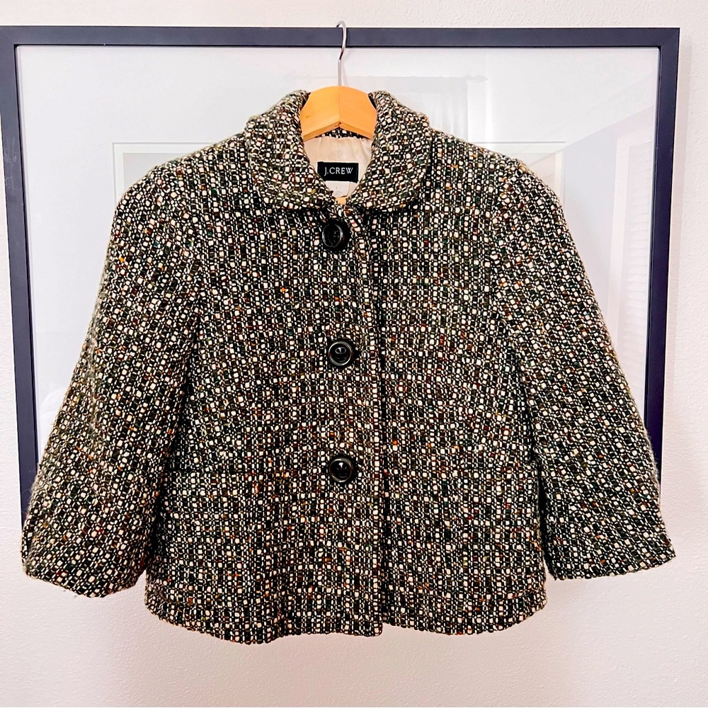 Almost Vintage!!  NWOT J. Crew Wool Blend 3/4 Sleeve Cropped Jacket - Sz 0